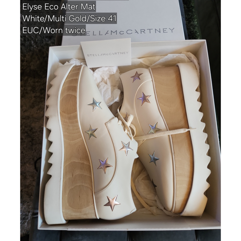 Stella McCartney Cream Elyse Platforms with Star Accents